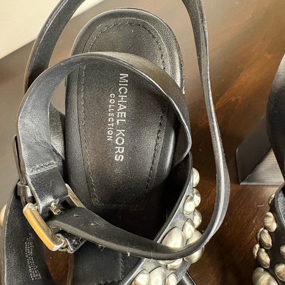 Michael Kors Collection Black Leather Studded Sandals - Size 38 - Picture 5 of 8